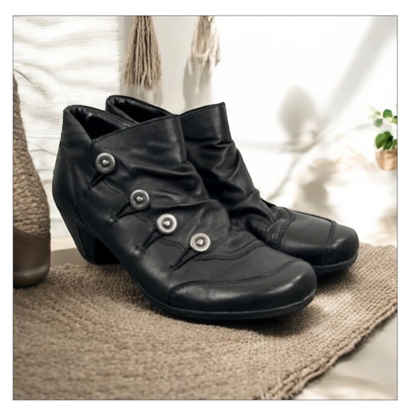 Remonte Shoes - Remonte Dorndorf AnneMarie Women Shoes Black Sz 8 Leather Slip On Ankle Boots☀️